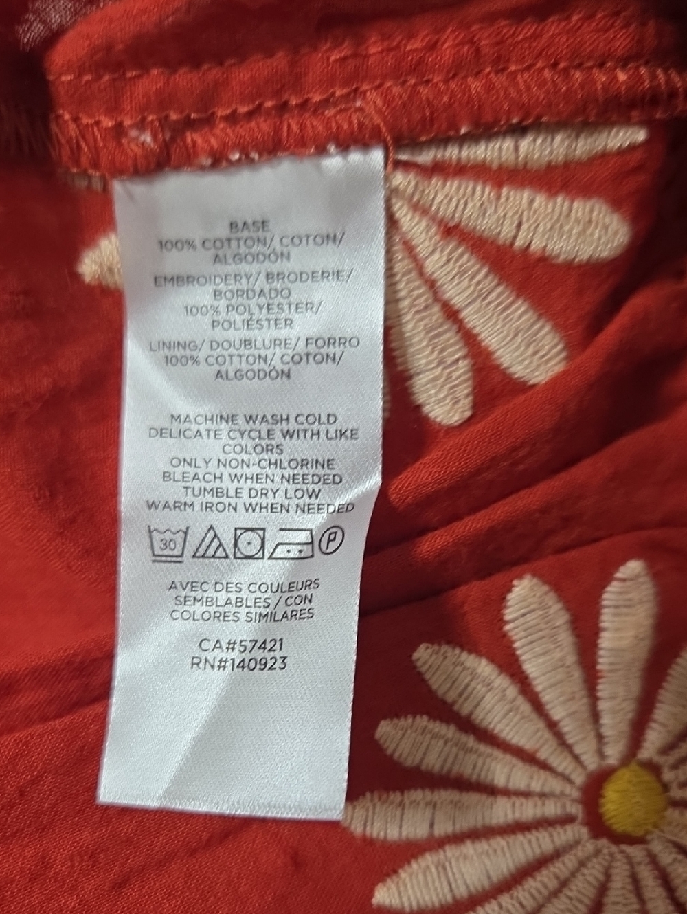 Loft Daisy Embroidered Rust Cotton Cami Top - Picture 5 of 6